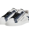 Dolce & Gabbana White Blue Crown Low Top Men Sneakers Shoes
