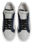 Dolce & Gabbana White Blue Crown Low Top Men Sneakers Shoes