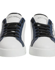 Dolce & Gabbana White Blue Crown Low Top Men Sneakers Shoes