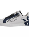 Dolce & Gabbana White Blue Crown Low Top Men Sneakers Shoes