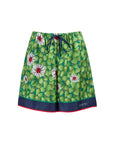 Gucci Green Flower Printed Silk Shorts