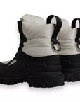 Dolce & Gabbana Black White Padded Mid Calf Lace Up Boots Shoes