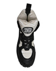 Dolce & Gabbana Black White Padded Mid Calf Lace Up Boots Shoes