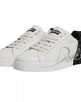Dolce & Gabbana White Black Logo Portofino Men Sneaker Shoe