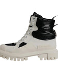 Dolce & Gabbana White Padded Mid Calf Lace Up Boots Shoes