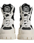 Dolce & Gabbana White Padded Mid Calf Lace Up Boots Shoes