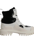 Dolce & Gabbana White Padded Mid Calf Lace Up Boots Shoes