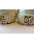 Dolce & Gabbana White Leather Rubber Logo Ankle Boots Shoes