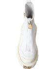 Dolce & Gabbana White Leather Rubber Logo Ankle Boots Shoes