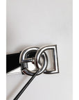 Dolce & Gabbana Black White Leather DG Metal Buckle Belt