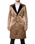 Dolce & Gabbana Brown Silk Single Breasted Trench Coat Jacket