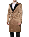Dolce & Gabbana Brown Silk Single Breasted Trench Coat Jacket