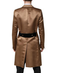 Dolce & Gabbana Brown Silk Single Breasted Trench Coat Jacket