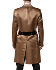 Dolce & Gabbana Brown Silk Single Breasted Trench Coat Jacket