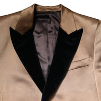 Dolce & Gabbana Brown Silk Single Breasted Trench Coat Jacket