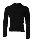 Dolce & Gabbana Black Wool Knit Crew Neck Pullover Sweater