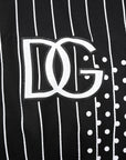 Dolce & Gabbana Black White Stripe Hooded Sweatshirt Sweater
