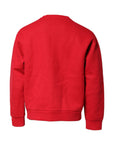 Dolce & Gabbana Red Embossed Logo Cotton Crew Neck Sweater