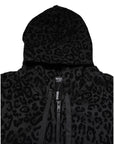 Dolce & Gabbana Black Leopard Full Zip Hooded Sweatshirt Sweater