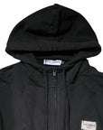 Dolce & Gabbana Black Logo Full Zip Hooded Men Sweatshirt Sweater