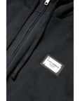 Dolce & Gabbana Black Logo Full Zip Hooded Men Sweatshirt Sweater