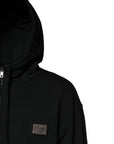 Dolce & Gabbana Black Logo Full Zip Hooded Men Sweatshirt Sweater