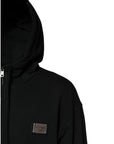 Dolce & Gabbana Black Logo Full Zip Hooded Men Sweatshirt Sweater