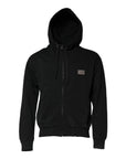 Dolce & Gabbana Black Logo Full Zip Hooded Men Sweatshirt Sweater