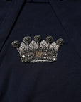 Dolce & Gabbana Black Crown Cotton Hooded Sweatshirt Sweater
