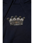 Dolce & Gabbana Black Crown Cotton Hooded Sweatshirt Sweater