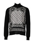 Dolce & Gabbana Black White Bandana Print Full Zip Sweater