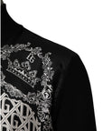 Dolce & Gabbana Black White Bandana Print Full Zip Sweater