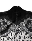 Dolce & Gabbana Black White Bandana Print Full Zip Sweater