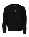 Dolce & Gabbana Black Embossed Logo Cotton Crew Neck Sweater