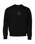 Dolce & Gabbana Black Embossed Logo Cotton Crew Neck Sweater