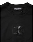 Dolce & Gabbana Black Embossed Logo Cotton Crew Neck Sweater