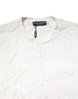 Dolce & Gabbana White Cotton Logo Embossed Crew Neck T-shirt