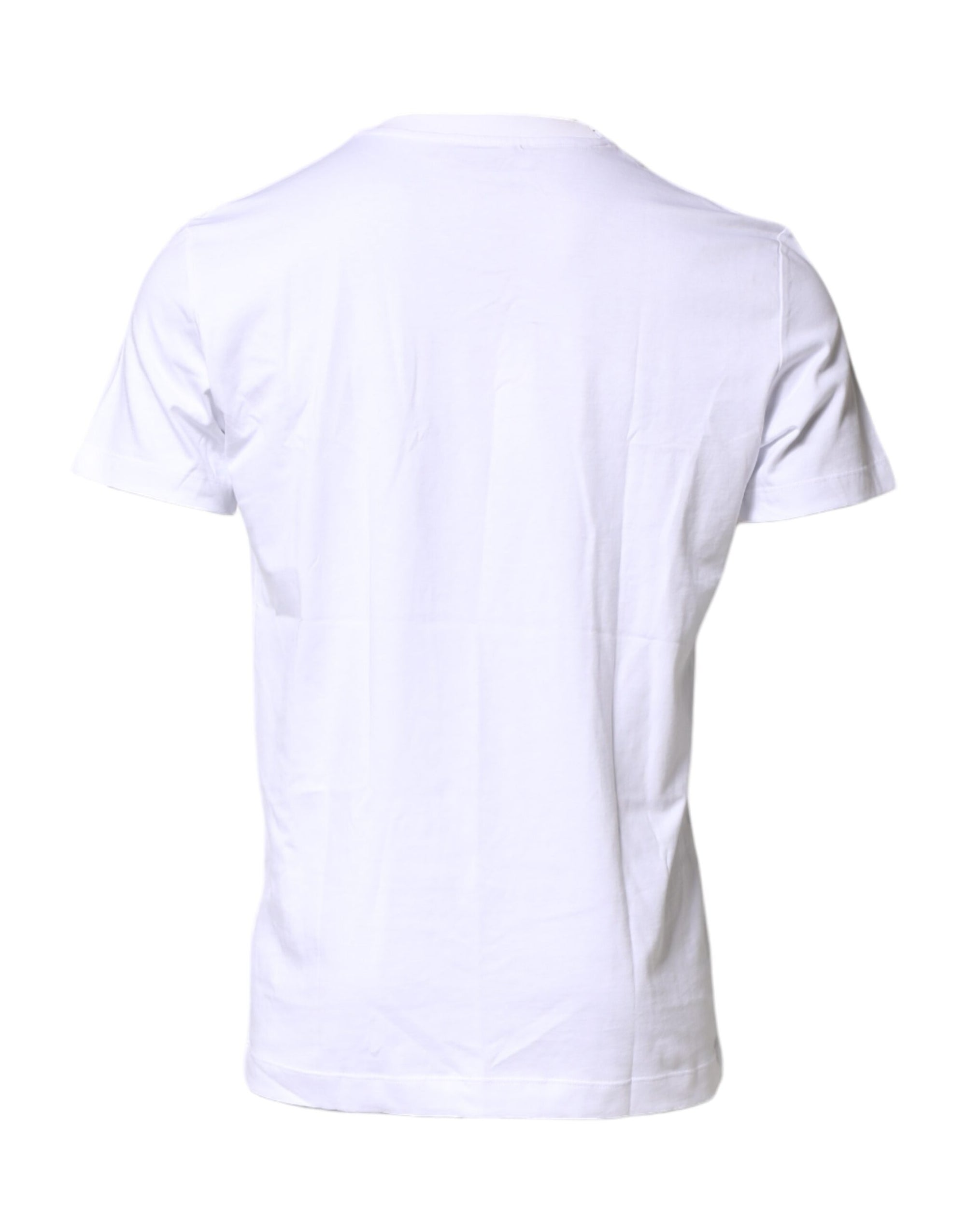 Dolce & Gabbana White Logo Embroidery Crew Neck T-shirt