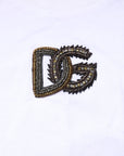 Dolce & Gabbana White Logo Embroidery Crew Neck T-shirt