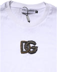Dolce & Gabbana White Logo Embroidery Crew Neck T-shirt