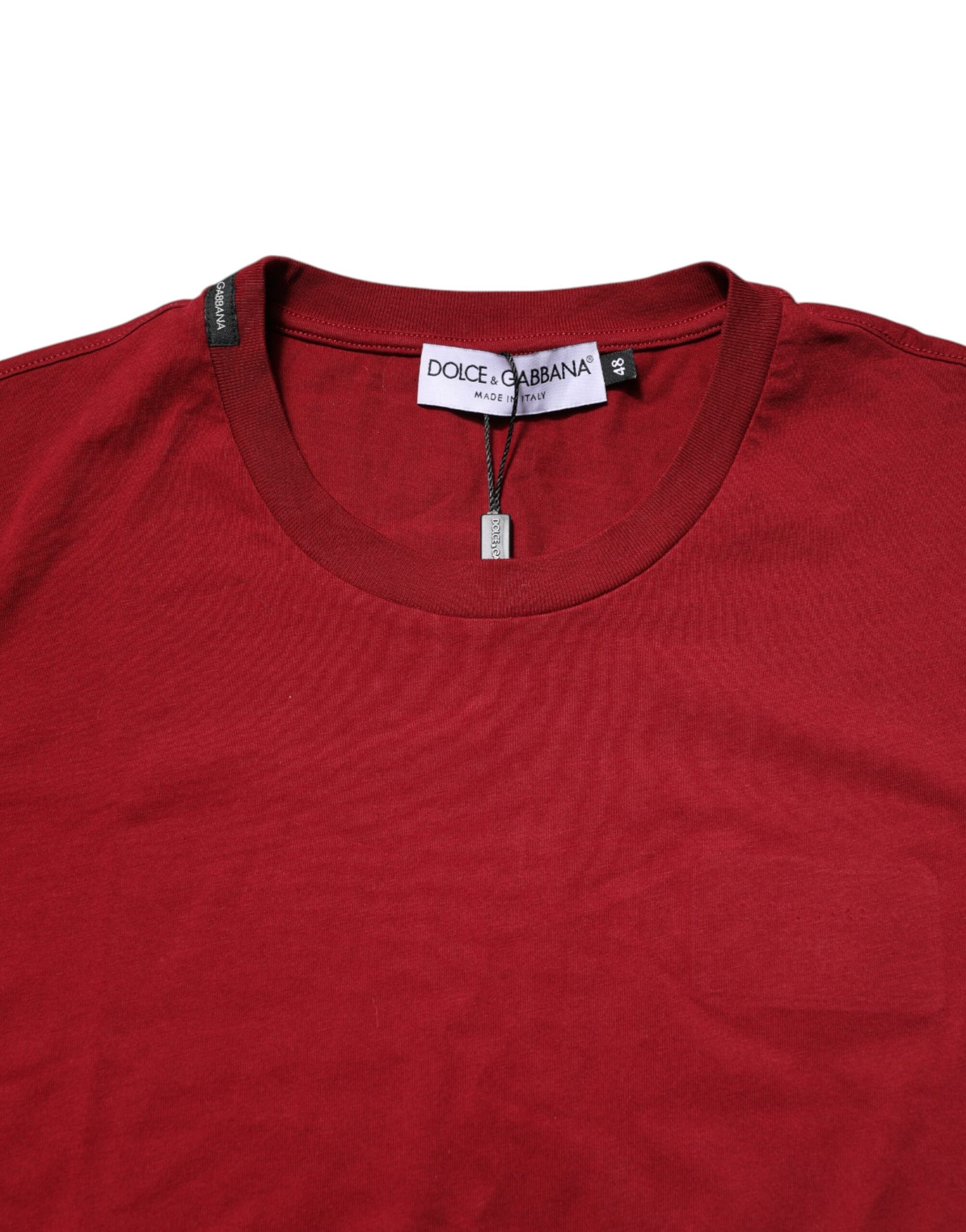 Dolce & Gabbana Red Cotton Short Sleeves Crew Neck T-shirt