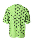 Dolce & Gabbana Green Heart Print Cotton Crew Neck T-shirt