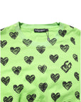 Dolce & Gabbana Green Heart Print Cotton Crew Neck T-shirt