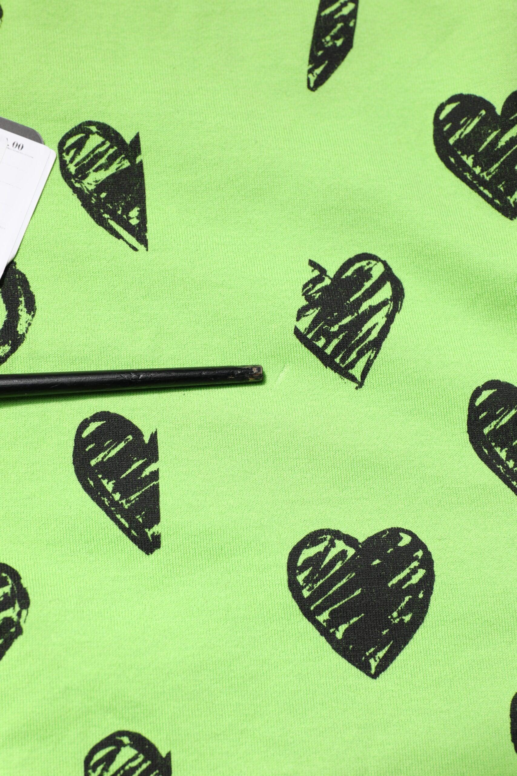 Dolce & Gabbana Green Heart Print Cotton Crew Neck T-shirt