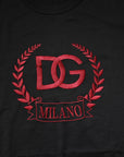 Dolce & Gabbana Black Cotton Embroidered Crew Neck T-shirt