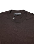 Dolce & Gabbana Brown Silk Logo Embroidery Crew Neck T-shirt
