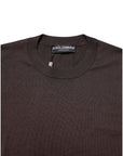 Dolce & Gabbana Brown Silk Logo Embroidery Crew Neck T-shirt