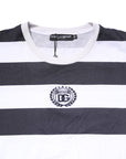 Dolce & Gabbana Blue White Striped DG MILANO Crew Neck T-shirt