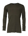 Dolce & Gabbana Dark Green Long Sleeves Crew Neck T-shirt
