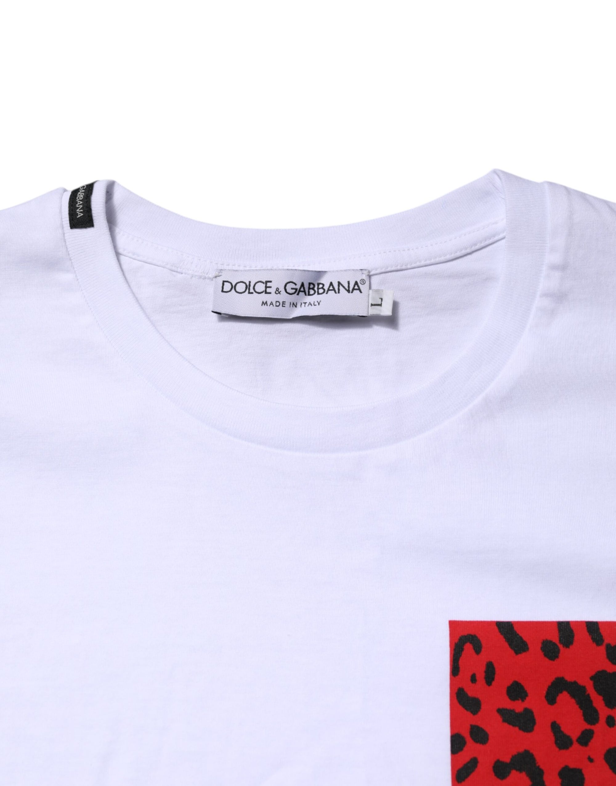 Dolce & Gabbana White Cotton Short Sleeves Crew Neck T-shirt